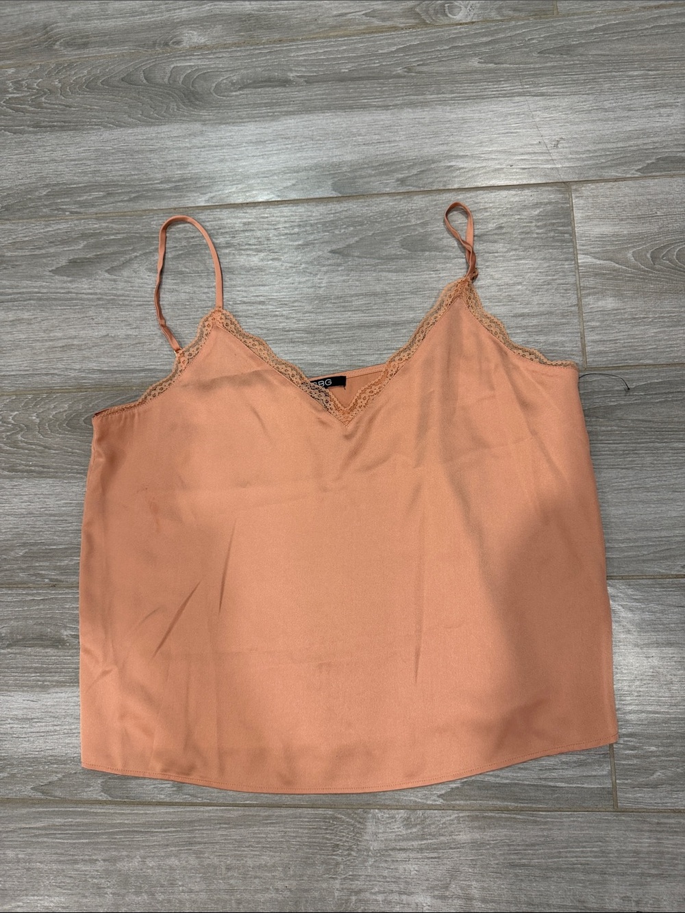BCBG Peach Lace-Trim Camisole M